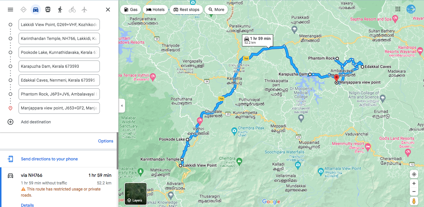Kuruva Island Route Map