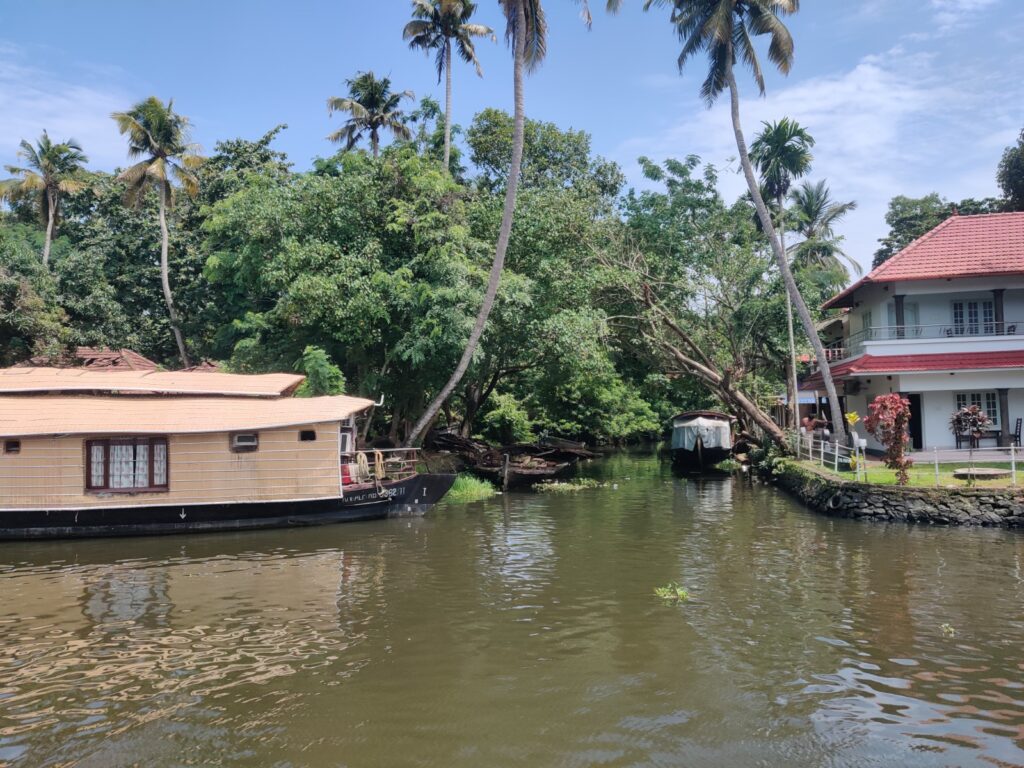 Village View of Alleppey with houseboat